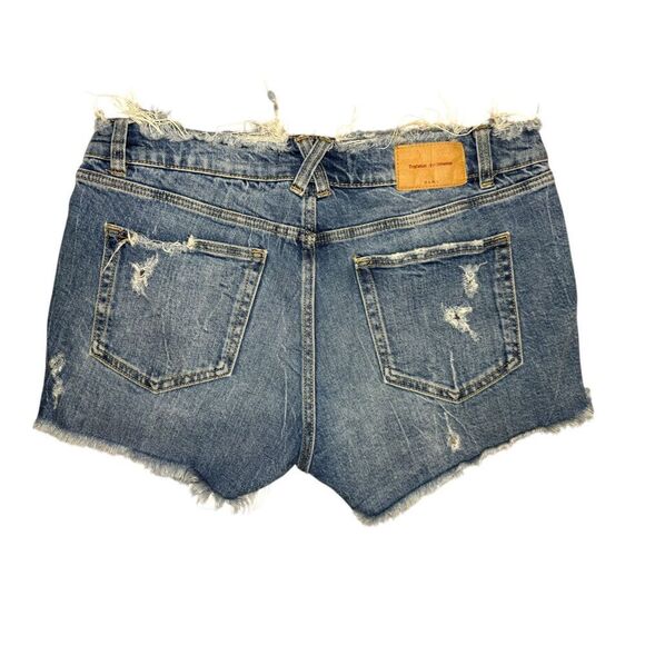 ZARA Trafaluc Women’s 8 Jean Shorts Distressed Denim Frayed Heart Pockets - Picture 6 of 7